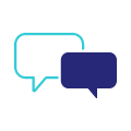 Icoon van twee gesprekswolkjes die elkaar overlappen.