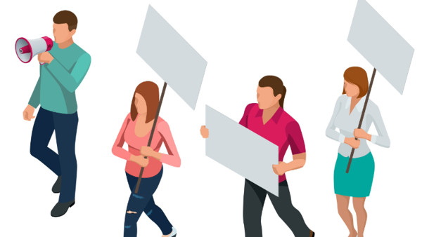 Een stakende groep mensen Staking
