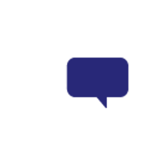 Icoon van een wit en een blauw gesprekswolkje die elkaar overlappen. Icoon van een wit en een blauw gesprekswolkje die elkaar overlappen.