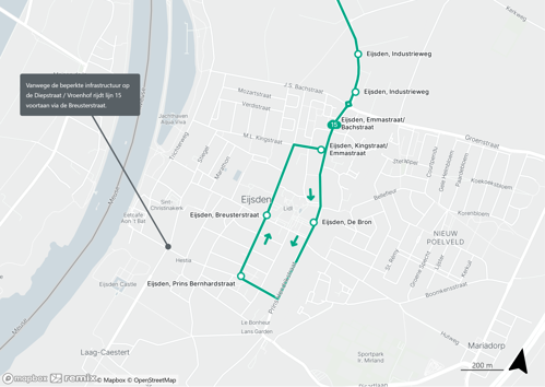 Gewijzigde route lijn 15 in Maastricht Limburg