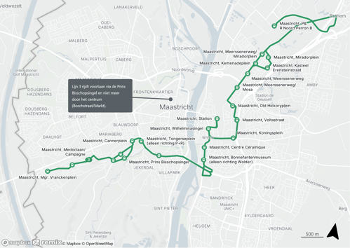Nieuwe route lijn 3 in Maastricht Limburg
