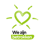 Groen pictogram met een hartje met de tekst: we zijn betrokken Groen pictogram met een hartje met de tekst: we zijn betrokken