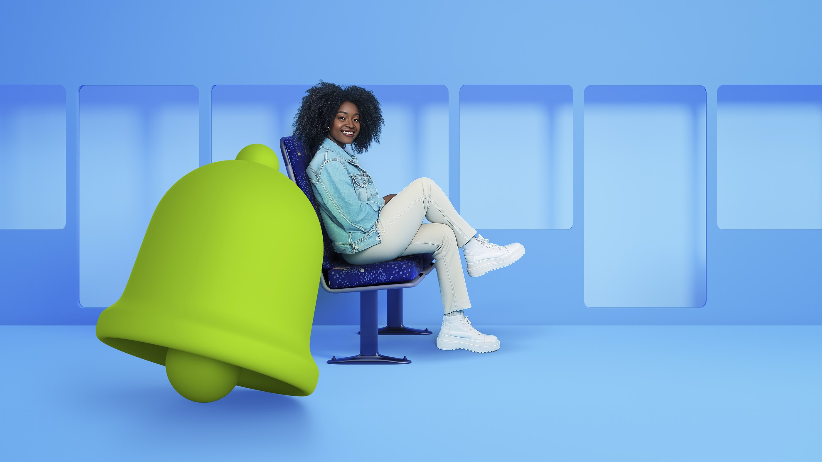 Dame zittend op een busbank