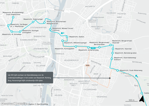 Gewijzigde route lijn 650 Maastricht Limburg