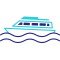 Icoon van een boot in het water.