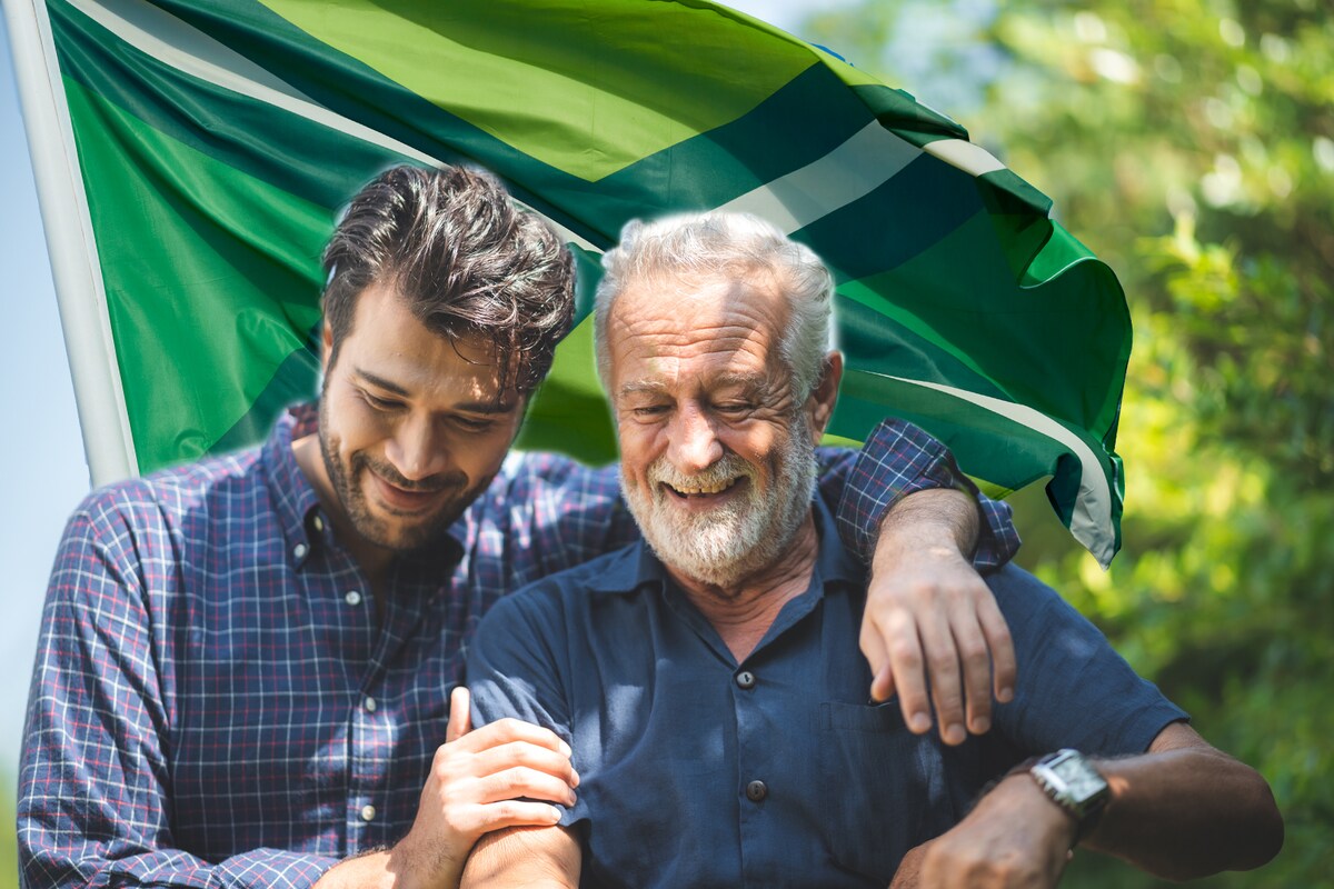 foto van een vader en een zoon voor een achterhoekse vlag