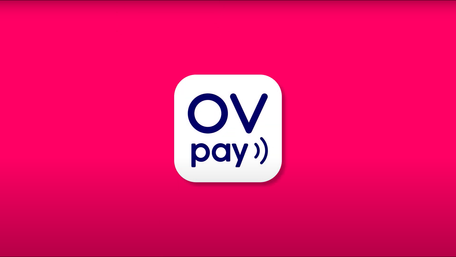 Roze vlak met daarin een wit vlak en het woord OV-pay.